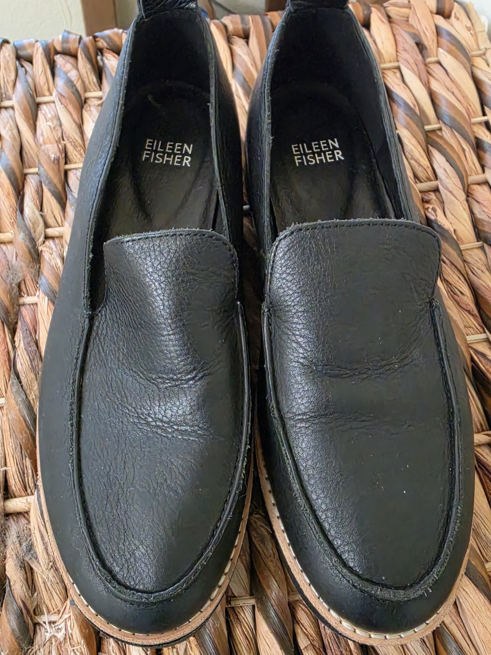 Eileen Fisher Ells Smooth Leather Loafer Wedge, 7.5 - Picture 3 of 11